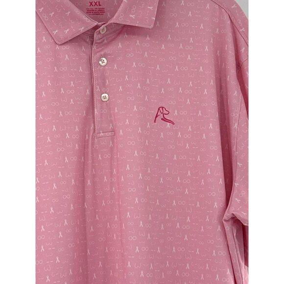 Rhoback Mens Pink Ribbon Polo Shirt XXL Breast Cancer Awareness Collared - Picture 3 of 10